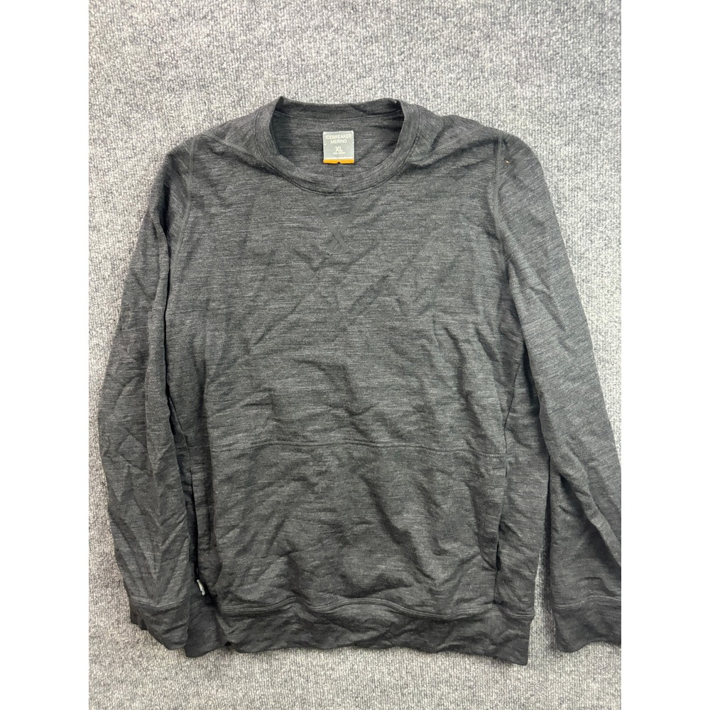 Icebreaker Merino Sweatshirt Mens XL Gray Long Sleeve Crewneck Pockets 103859001
